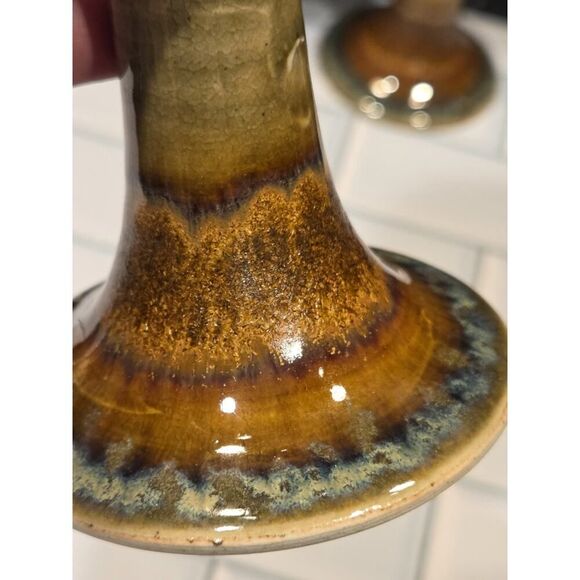 Studio Pottery Wine Goblets/Chalices (4) Hand Crafted Artist JT Brown Cream 7" - Picture 11 of 16